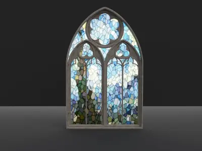 Gothic Church Windows Low-poly 3D model