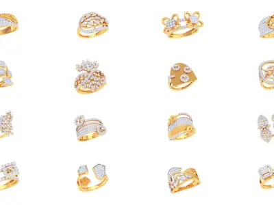 80 Women Ring 3dm STL OBJ FBX Details Collection  3D Model Pack