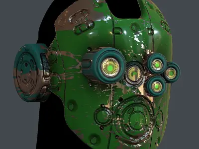 Gas mask helmet 3d model scifi Low-poly Low-poly 3D model