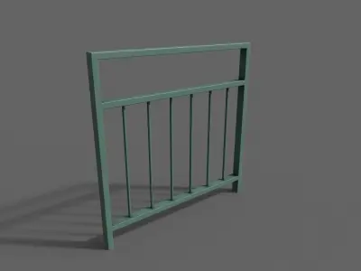 PBR Pedestrian Guard Rail Green V4 Low-poly 3D model