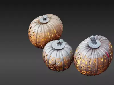 Modular Pumpkin Lantern  3D Print Stackable Pumpkin Shells  Low-poly 3D model
