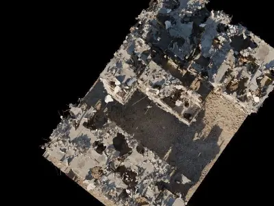 Procedural Destroyed building blender geometry nodes 3D model