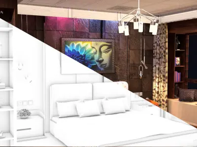 Beautiful bedroom interior 3D model