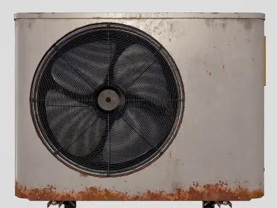 Rusty outside air conditioning unit Low-poly 3D model