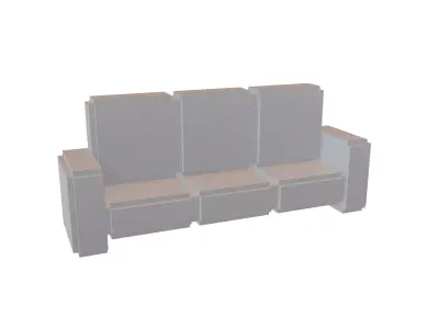 Voxel Sofa v2 001 Low-poly 3D model