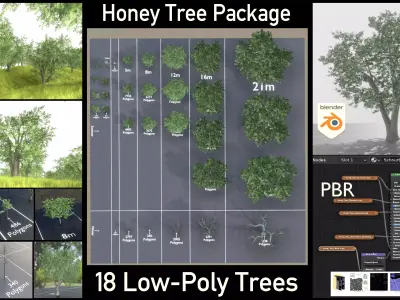 Honey Tree Package Low-poly 3D model