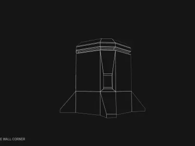 Scifi militarybase wall corner Low-poly 3D model