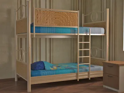 Bunk Bed Low-poly 3D model