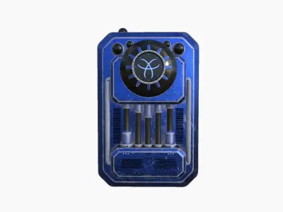 SciFi Backpack I06 Blue Metal - Fashion Character Design Low-poly 3D model