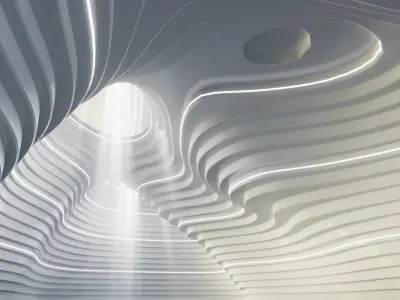 Abstract Concept hall inteiror clear 3D model