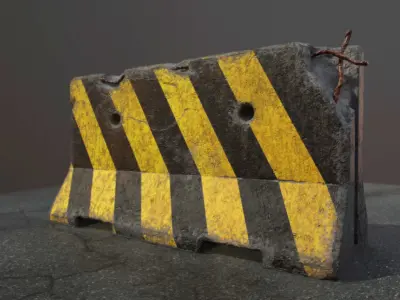 TWO CONCRETE BARRIER Low-poly 3D model