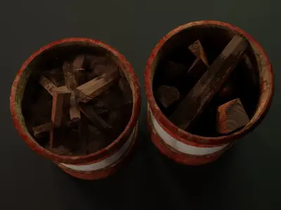 Fire Barrel Exterior Prop Abandoned Low-poly 3D model