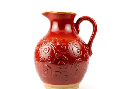 Elegant Red Ceramic Pitcher model pack Low-poly 3D model