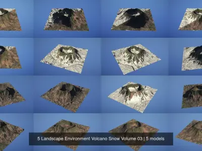 5 Landscape Environment Volcano Snow Volume 03 3D Model Pack