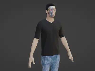 Cyber Character- Robot Man Low-poly 3D model