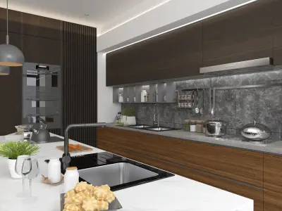 Create a professional kitchen design 3D model