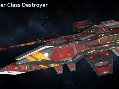 Spaceship Destroyer Explorer Low-poly 3D model