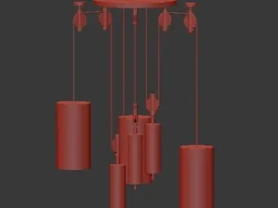 Untitled five light chandelier in brass with clear glass cyli... 3D model