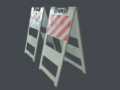 Traffic Plastic Barricade PBR Game Ready Low-poly 3D model