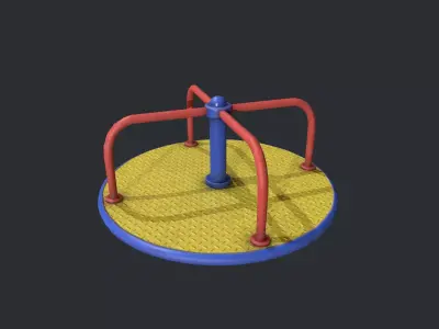 Playground Roundabout - Yellow Low-poly 3D model