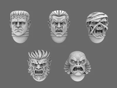 Pumpkin Lords V10K Monster Squad Heads 3D print model