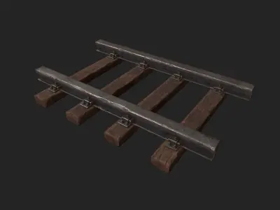 Stylized Modular - Railyway Track  - Train Track  Low-poly 3D model