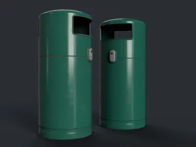 Street Trash Can 5 PBR Game Ready Low-poly 3D model