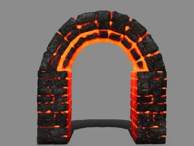 Stone Set arch made of fire Low-poly 3D model