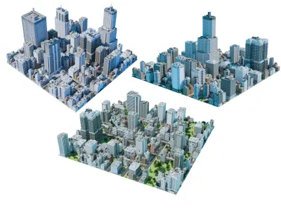 City Downtown Skyscraper Street 3D model