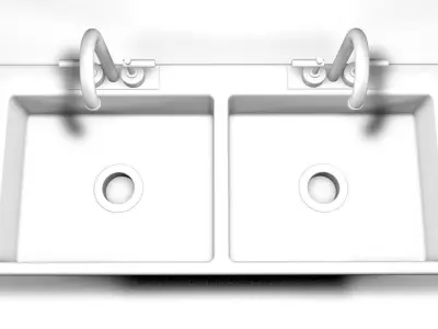 Dual sink basin with faucets 3D model