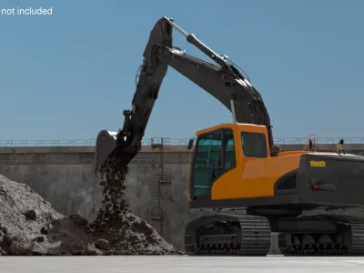  Excavator with Pile of Soil 