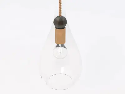 Petite Wood Drop Pendant Light 3D model
