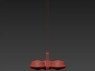 NAIROBI three light chandelier in brass with glass shades 3D model