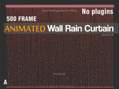 Wall Rain Curtain Waterfall  500 Frame Animated 3D model