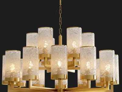 LIAISON gold chandelier with glass shades 3D model