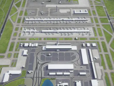 Washington Dulles International Airport - IAD Low-poly 3D model