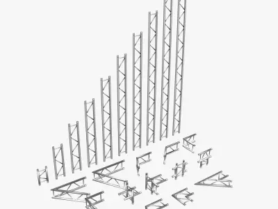 Beam Trusses Collection - 24 PCS Modular 3D model
