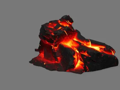 StoneWorrior lava sculpture Low-poly 3D model