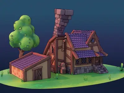 Stylized  Modular Assets - Blender Low-poly 3D model