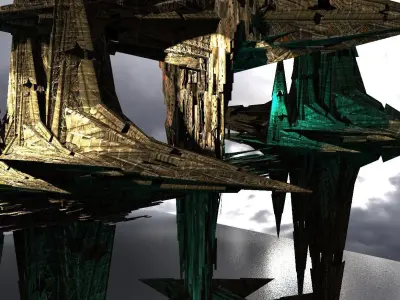 Sunlight Crystal Shard Sci Fi City Kitbash 1 Low-poly 3D model