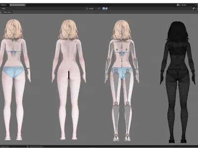Bikini 0007 - UE5 - Unity - Blender - Animated Low-poly 3D model