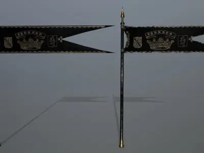 flag set swords and banners Low-poly 3D model