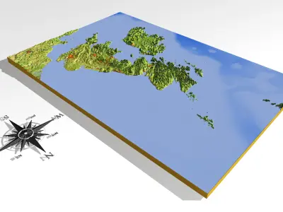 United Kingdom High resolution 3D relief maps 3D model