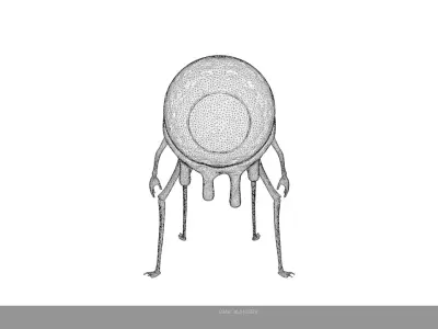 Low Poly Stylized Eyeball Monster - Horror Fantasy Creature PBR Low-poly 3D model