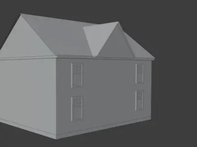 House 3D Model in sky Low-poly 3D model