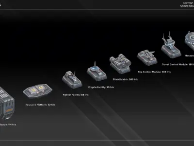 GSN Spaceship Richthofen Class Heavy Carrier Low-poly 3D model