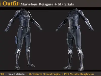Sci-Fi Outfit-MD-Clo3d-Smart Material- Textures -OBJ-FBX  3D model