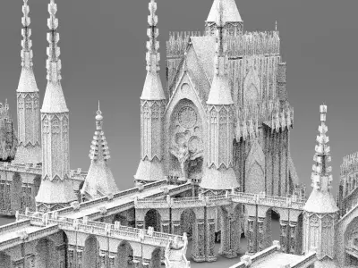 Gothic Cathedral Cult Architecture Kit bash  3D model
