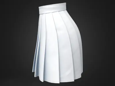 White Pleated Mini Skirt Low-poly 3D model