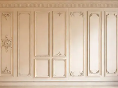French carved wainscoting 3D model